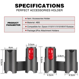 URHELP Pack of 2 Accessories Holder for Dyson V7 V8 V10 V11 V15, Wall Mount Storage for Dyson Docking Station Wall Mount Fixings