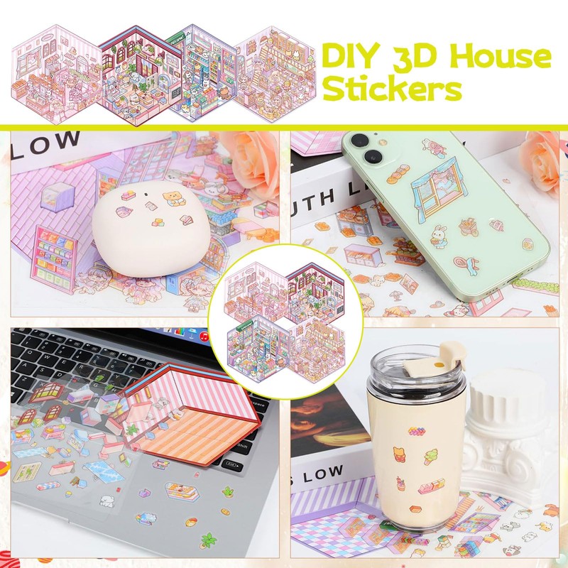 Cosmeria Creative 3D Home Stickers, DIY Stress Relieving Reusable Cartoon