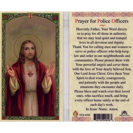 Cromo NB Italy Prayer for Police Officers and Those in Authority Holy Cards Laminated H433E Set of 2