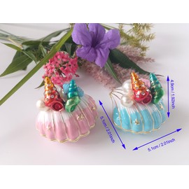 zltSunshine Enamel Shell & Conch Figurine Jewelry Box Ring Necklace Earring Organizer Hand Painted Shell Ornamental For Home & Office Decor Mother's Day Gifts Blue
