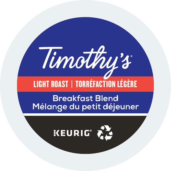 Timothy's World Coffee, Breakfast Blend, K-Cup Portion Pack for Keurig