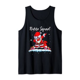 Christmas Scrub Tops Women Dabbing Santa Scrubs Nurse Squad Tank Top, black