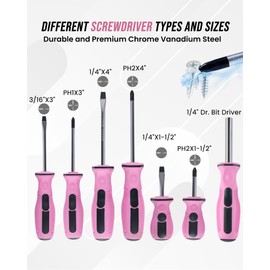 Lichamp 22-Piece Pink Tool Set, Small Pink Magnetic Screwdriver set for Women with 10ft Tape Measure Pink