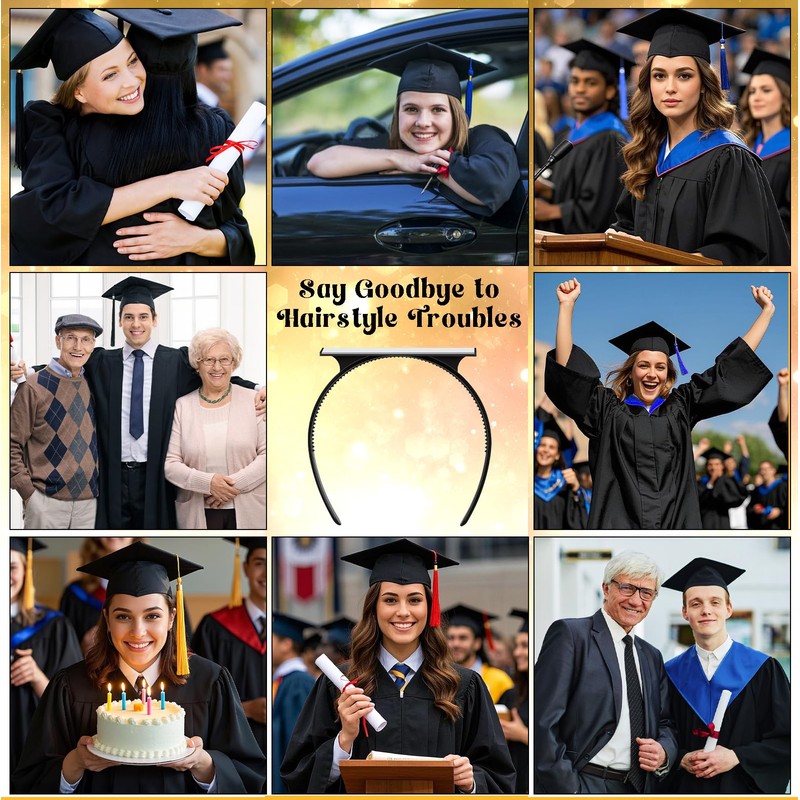 eboozone Graduation Cap Headband Insert - Secures Grad Hat &