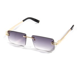 Street Knitted Mens Elegant Retro Vintage Yellow Gold Frame Purple Gradient Tint Hip Hop Sunglasses
