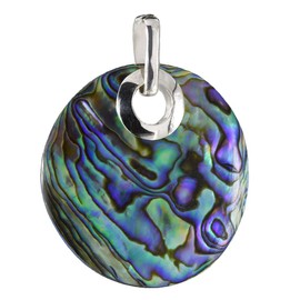 I-be, Paua shell abalone pendant, round, 925 silver, 208201, Silver, Abalone