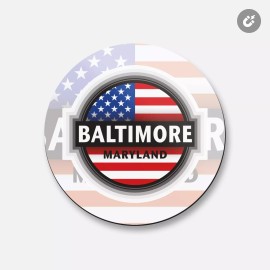Unbranded Baltimore City Maryland USA State Flag | 4'' X 4'' Round Decorative Magnet