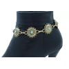Women Gold Metal Boot Chain Bracelet Shoe Charm Blue Color