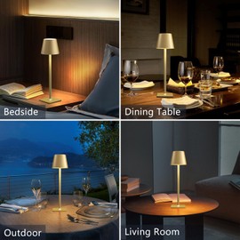Fizrice 4 Pack Cordless Table Lamps, Portable Rechargeable Lamp, 6000mAh Battery Operated, 3 Color Dimmable LED Table Light for Restaurant/Bedroom/Outdoor Party/Camping/Cafe Night Light(Gold)