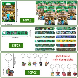 Dncvb Pack of 32 Video Games Party Bags, Gamer Game Party Favours, Game Key Ring, Game Bracelet, Children, Gamer Theme Party Accessory Set for Boys Games Birthday Party Gifts