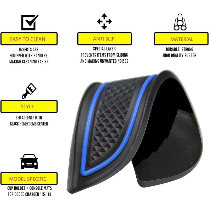 VINCON Cup Holder Liner Insert Mat Accessories for Dodge Challenger