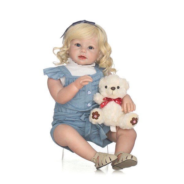 Pedolltree Realistic Reborn Toddler Dolls Girl Silicone Toddlers Princess Doll 28" Babies Kids Toys with Blonde Hair Handmade Weighted Body Ann Snuggle for Children