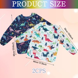 Raveparty 2 Pcs Kids Painting Apron, Art Apron Kids Aprons for Painting with 3 Pockets 6 Pcs Paintbrush for Painting Cooking Crafts Clay (A)