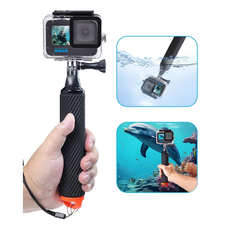 Waterproof Case for GoPro Hero 9/10/11/12, Underwater Floating Hand Grip