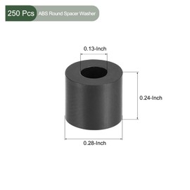 YOKIVE Pack of 250 Black Round Spacers, Not Screw Thread Washers with High Insulation Effect, Keep Height Consistent, Perfect for M3 Screws (ABS 3.2 mm x 7 mm x 6 mm)