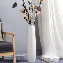 TDIAVH Ceramic White Floor Vase 28 Inches Tall Flower Holder Decorative Large Vases for Table Centerpieces Shelf Home Decor Living Room Branches Sky-Dried Flower Arrangement Simple Decorative