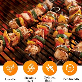20pcs Metal Kebab Skewers 20cm for Air Fryer & BBQ, Reusable Stainless Steel Skewers Heavy Duty 1.8mm for Grill, Oven