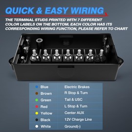 MICTUNING 7 Way Electrical Trailer Junction Box-7 Gang Trailer Wire Connection Box with Clear Cover Weatherproof for Rewiring Camper RV Caravans Boat Light 7 Way Trailer Wire Connectors