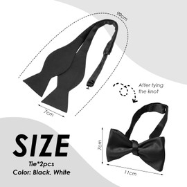 CQQNIU 2 Bow Ties, Men'S Solid Color Bow Tie, Black And White Bow Tie, Classic And Fashionable Men'S Bow Tie, Dress Accessories Decoration