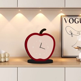 Simple Imported Desk Clock & Decorative Sculpture Ornament Apple-a Model - Sculpture 20x21cm + Base 14x7cm 2ea