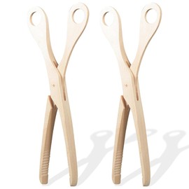 Grillzange Holz Natur,2 Stück,Holz-Schere,praktische Grillschere,Grillzange,Holzzange zum Grillen,hitzebeständig,hygienische Sauerkraut-Zange,fester Griff dank Rillen-Fräsung,für Gurken,Antipasti