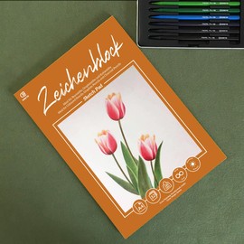 ESENG® Drawing Pad A4, 32 Sheets / 64 Pages per Pad - 180 g/m² - White, Sketch Pad, Colouring Pad, Sketch Paper for Professionals and Students for Drawing and Sketching (Set of 2 Pads)