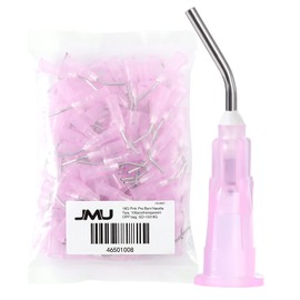 JMU 100Pcs Bent Dispensing Tips 18g, Blunt Tip Dispensing Needle, Dental Pre Bent Flow Dispensing Etch Tips, Disposable Oral Irrigation Needle Tips