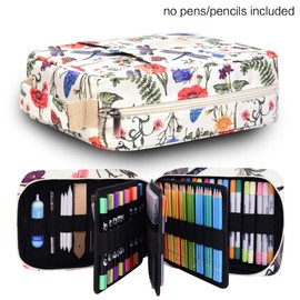 qianshan Pencil Case Holder Slot - Holds 202 Colored Pencils or 136 Gel Pens with Zipper Closure - Large Capacity Pen Organizer for Watercolor Pens or Markers - Perfect for Artist Durk Green Zoo
