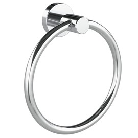 WZRUA Towel Ring Hand Towel Holder Wall Mounted, Chrome SUS304 Stainless Steel Modern Round Base Rustproof Towel Holder for Bathroom