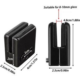 Cokritsm 8PCS Glass Clamps 8-10mm Stainless Steel 304, Black Clips Adjustable Glass Bracket Flat Back for Balustrade Staircase Handrail, Clip Grip Holder for Stair Window