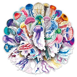 50 Packs Jellyfish Stickers Water Bottles Laptop Phone Motorcycle Computer Guitar Skateboard Hydroflasks Jellyfish Vinyl Sticker Waterproof Aesthetic Trendy Decals for Teens Girls Adults