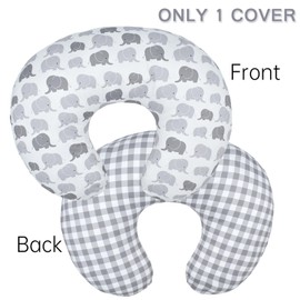 Winmany Baby Nursing Pillow Cover Infant Removable Breastfeeding Pillow Cover Cute Pattern Newborn Nursing Pillowcase Slipcovers Cushion Cover for Girls Boys 22.5 x 18 (Gray Elephant)