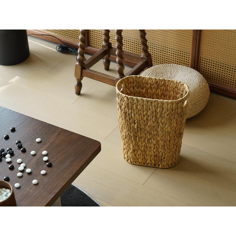 Coeusy Wicker Trash Can,Bathroom Trash Can,Water Hyacinth Wicker Waste Basket