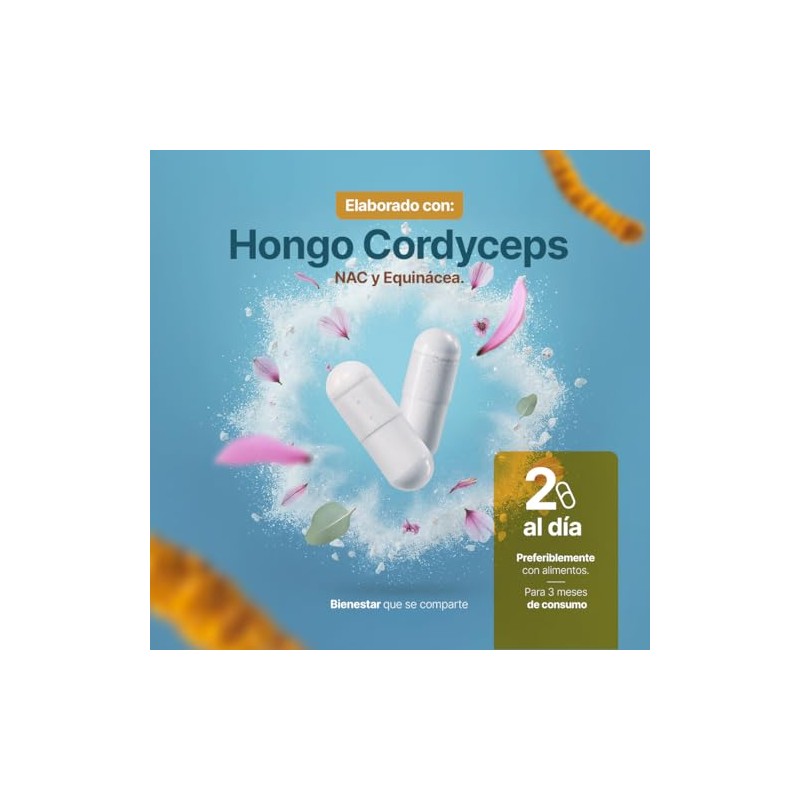 Lungs Blend de 180 Cápsulas. Ingredientes naturales: Cordyceps, NAC, Echinacea,