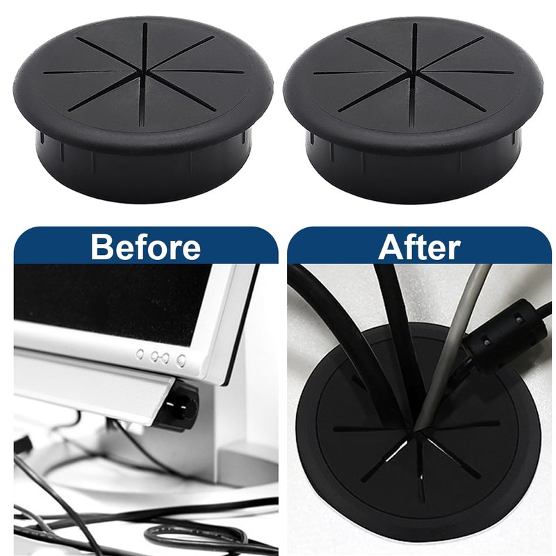 Tomedeks 4 Pack Black 61mm x 50mm x 23mm Desk