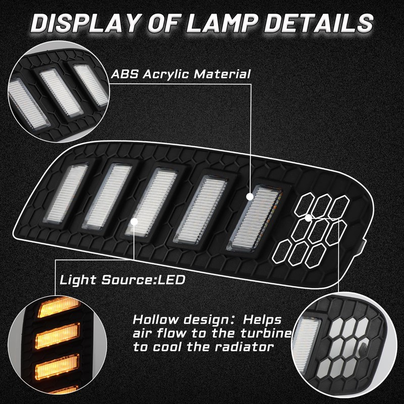 PGTOPONE Switchback White/Amber LED Front Bumper Fog Light DRL Amber