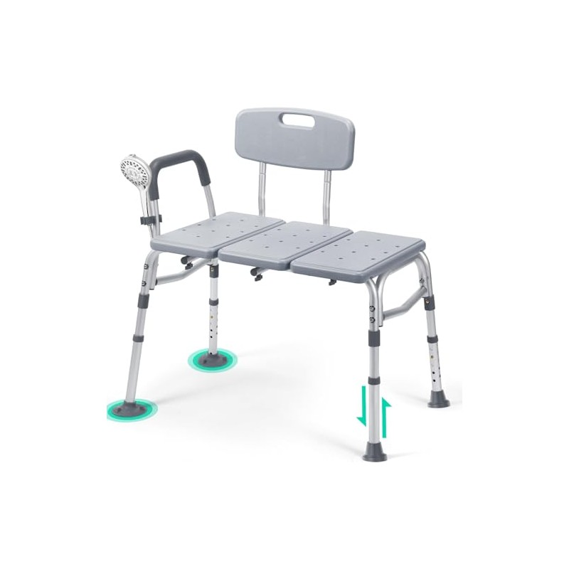 Tub Transfer Bench for Bathtub, Height Adjustable Shower Bench with