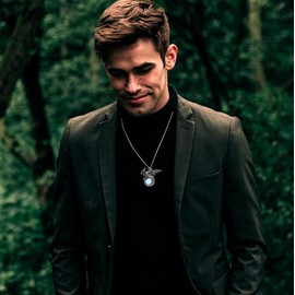 Stylish Dragon Pendant with Genuine Gemstone and Sterling Silver. Unisex. Pick by Birth Months, Seasons, Healing Properties (Opal)