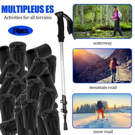 24 Pieces / 12 Pairs Rubber Buffer for Hiking Poles, Nordic Walking Pads, Rubber Buffers, Walking Sticks, Rubber Tips for All Common Nordic Walking Poles, Black, 11 mm