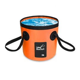 Foldable Bucket, Portable, Foldable Bucket, Water Container, Storage, Washing Bucket, 20 L, for Camping, Hiking, Fishing, Travel (Orange)