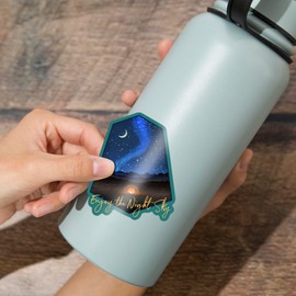 Die Cut Sticker Enjoy The Night Sky, Tent and Night Sky, Mid-Century Style, Contour Vinyl Sticker 3 to 6 inches, (Waterproof Decal for Cars, Water Bottles, Laptops, Coolers), Large