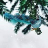 Glitter Blue Peacock Christmas Tree Ornaments with Clips 11inch Feathered