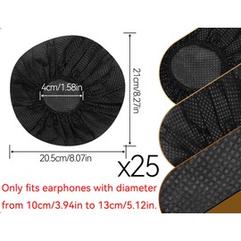 Emezddo Pack of 25 headphone covers, disposable non-woven ear pads protective cover, used for most headphones with 10 to 13 cm ear pads (black)