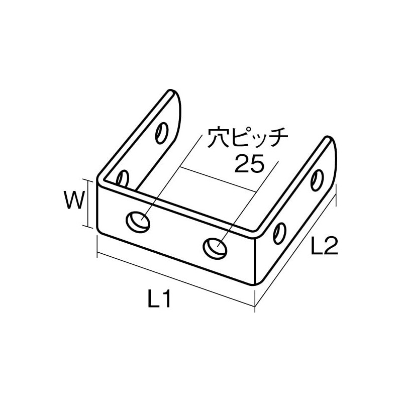 エスコ(Esco) 77x27x19mm コ型連結金具(ステンレス製) EA951EA-273A