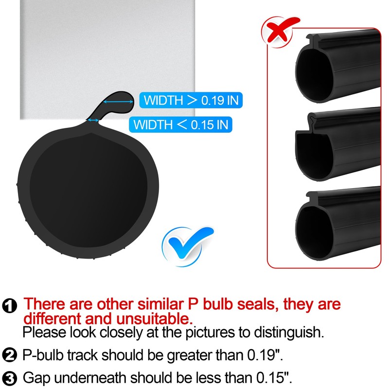 20 FT Garage Door Bottom Seal Rubber 0.19" P Bulb