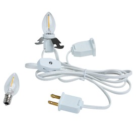 AFK Tech Single Bulb chainable LED Accessory Cord – 6ft Cord with One (1) c7/e12 Candelabra LED Light Bulb and Clip - Christmas Village, Decorations, Crafts, Lamp, Holiday (On/Off Switch)