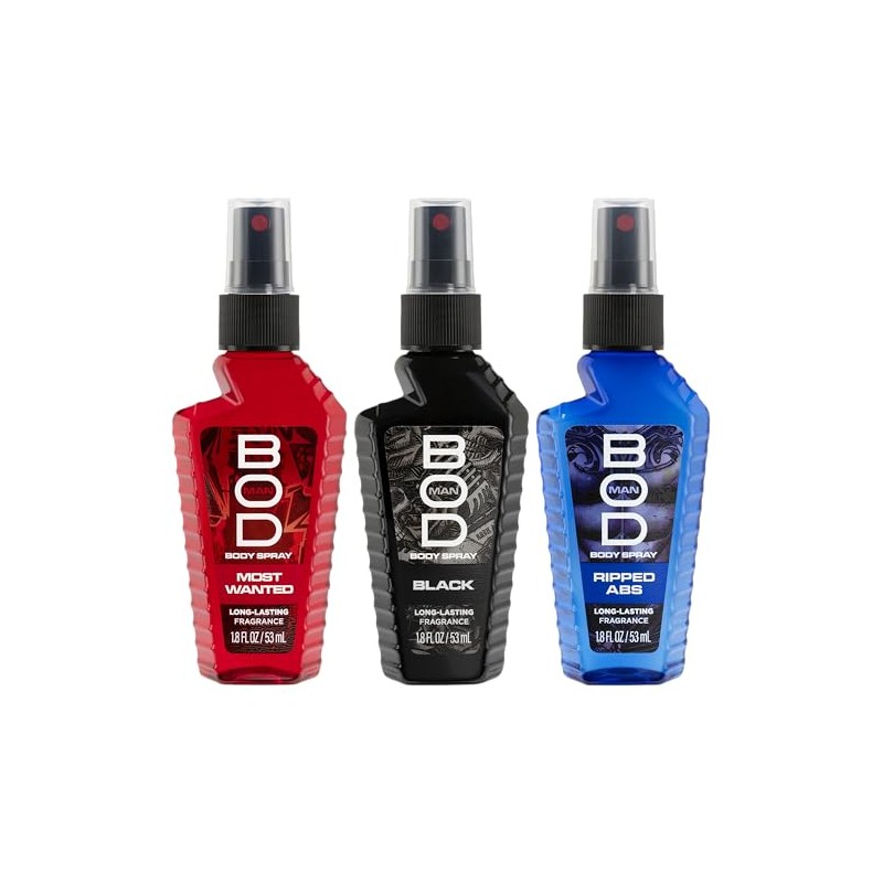 BOD man Body Spray Gift Set, Black, Really Ripped Abs,