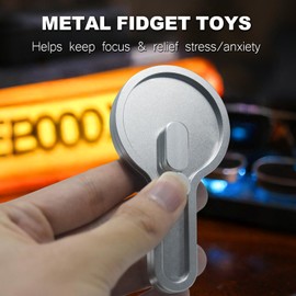 SKEDC Table Tennis Bat Fidget Slider - Aluminum Alloy Dual Slider Sensory Toy with Click Sound, EDC Fidget Toys Adults Stress Relief Toy ADHD Tools for Home Office Desk (Silver)