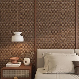 ReWallpaper Vintage Rattan Peel and Stick Wallpaper Dark Brown Basketweave Contact Paper 15.8in×23ft Natural Faux Woven Look Braided Wallpaper Waterproof Wall Paper for Kitchen Bathroom Door Closet