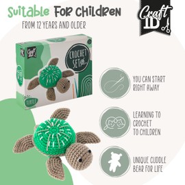 Craft ID Turtle Crochet Set | Amigurumi Set | Crochet Pack | Crochet Hook Set Children and Adults | Crochet Packages Cuddly Toys | Crochet Set Animals | Experienced Crocheters | Crochet Kit